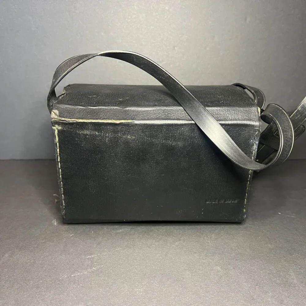 Vintage Minolta Autopak 800 Black Leather Hard Camera Case w/ Strap & Manual